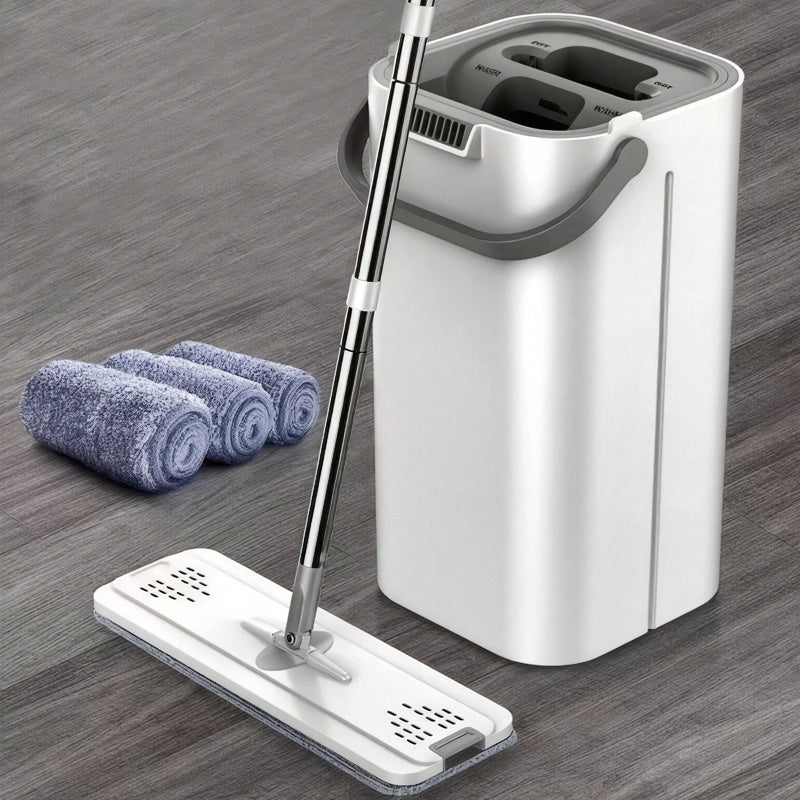 Hands-Free Flat Mop With Bucket Wet Dry Floor Cleaning Mop