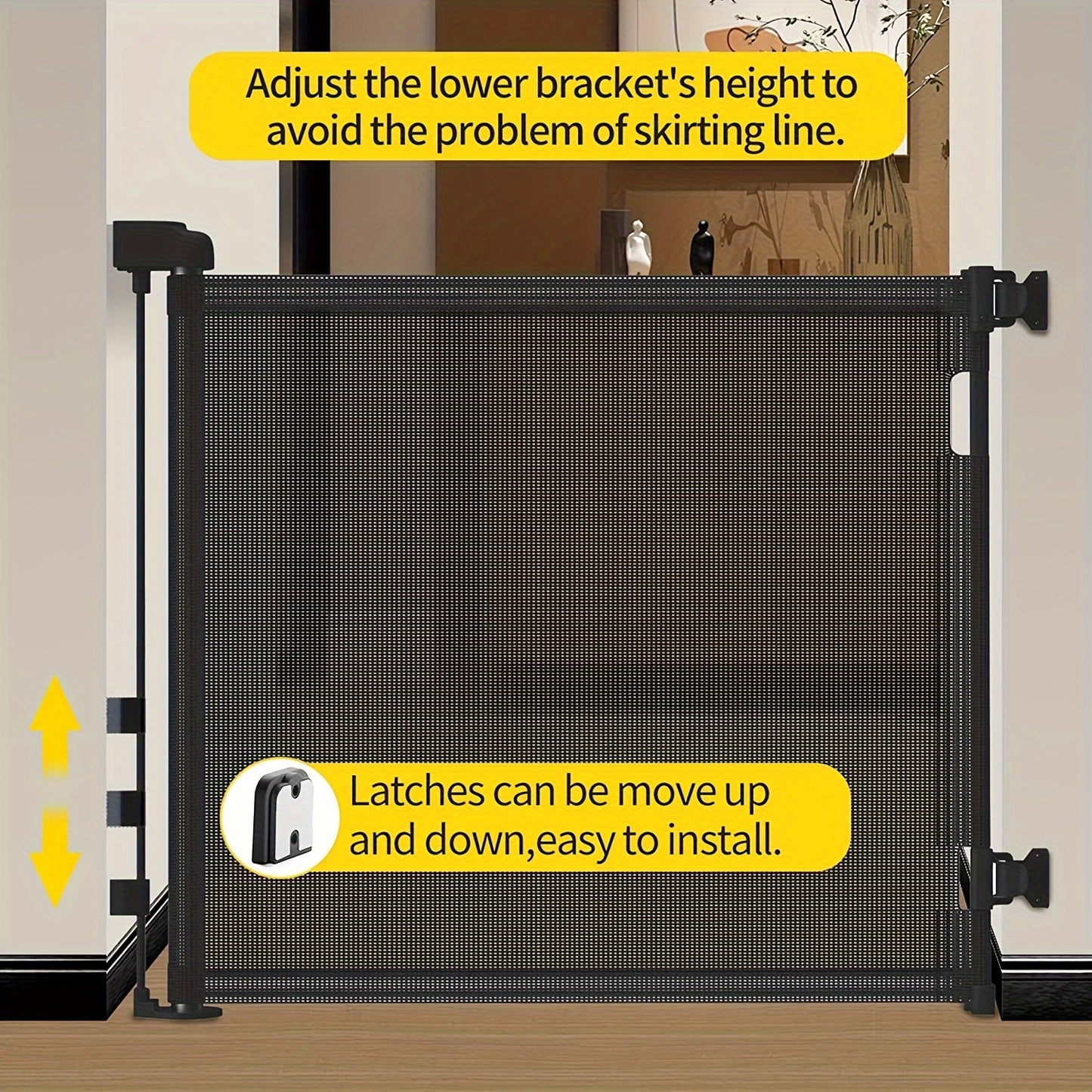 Adjustable Tall Retractable Safety Gate For Stairs & Doorways