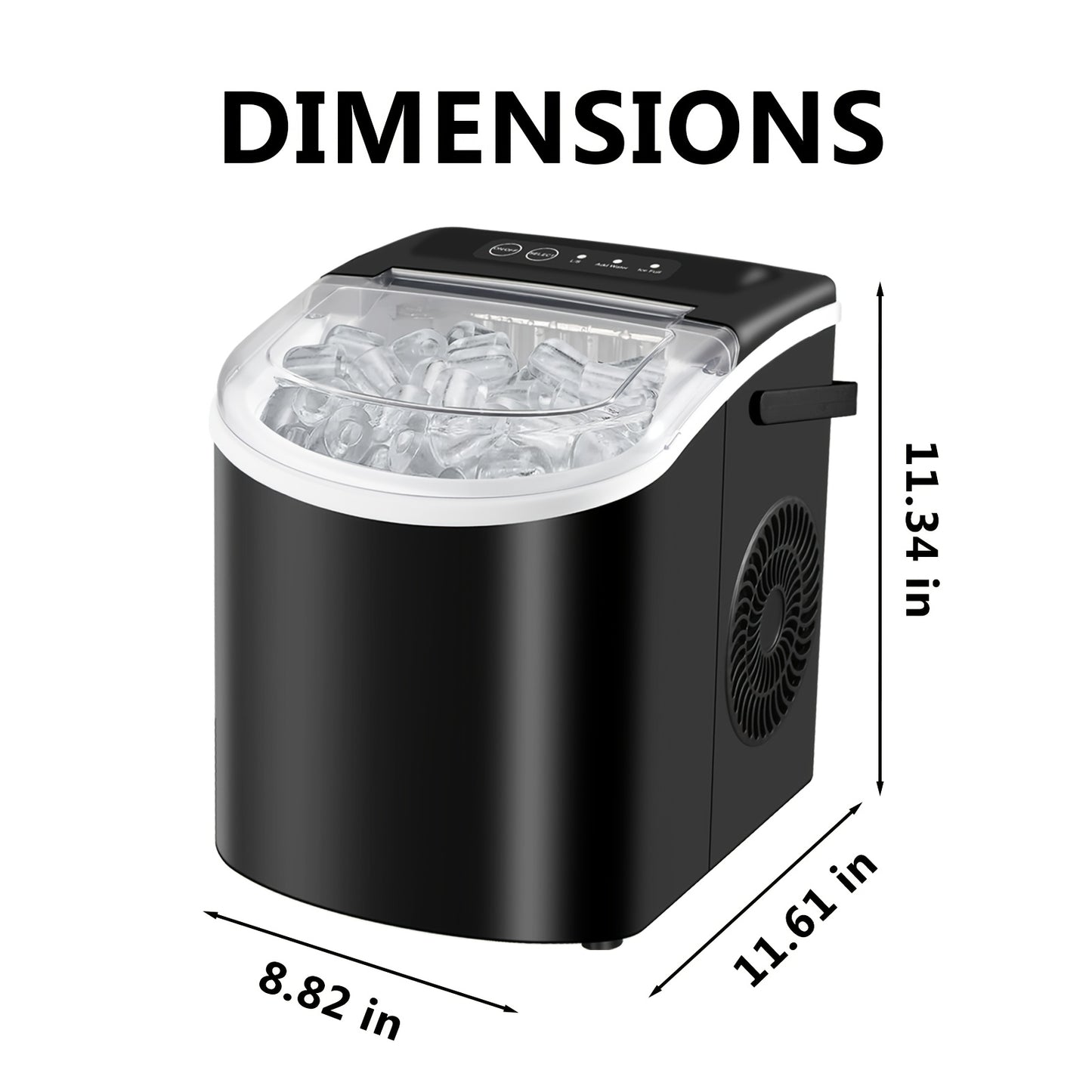 Household Portable Ice Maker 26Lbs/24H Quick Ice Cube Maker with Accessories