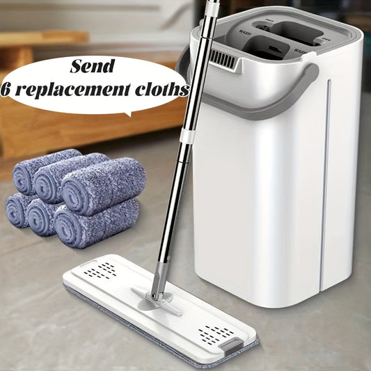 Hands-Free Flat Mop With Bucket Wet Dry Floor Cleaning Mop