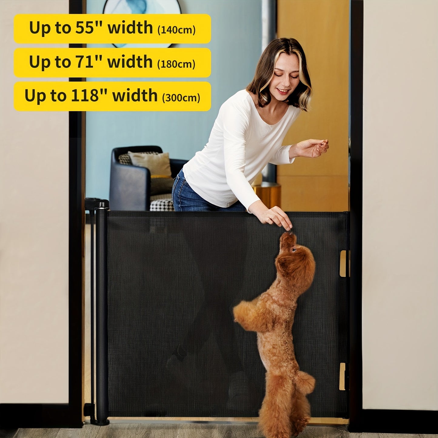Adjustable Tall Retractable Safety Gate For Stairs & Doorways