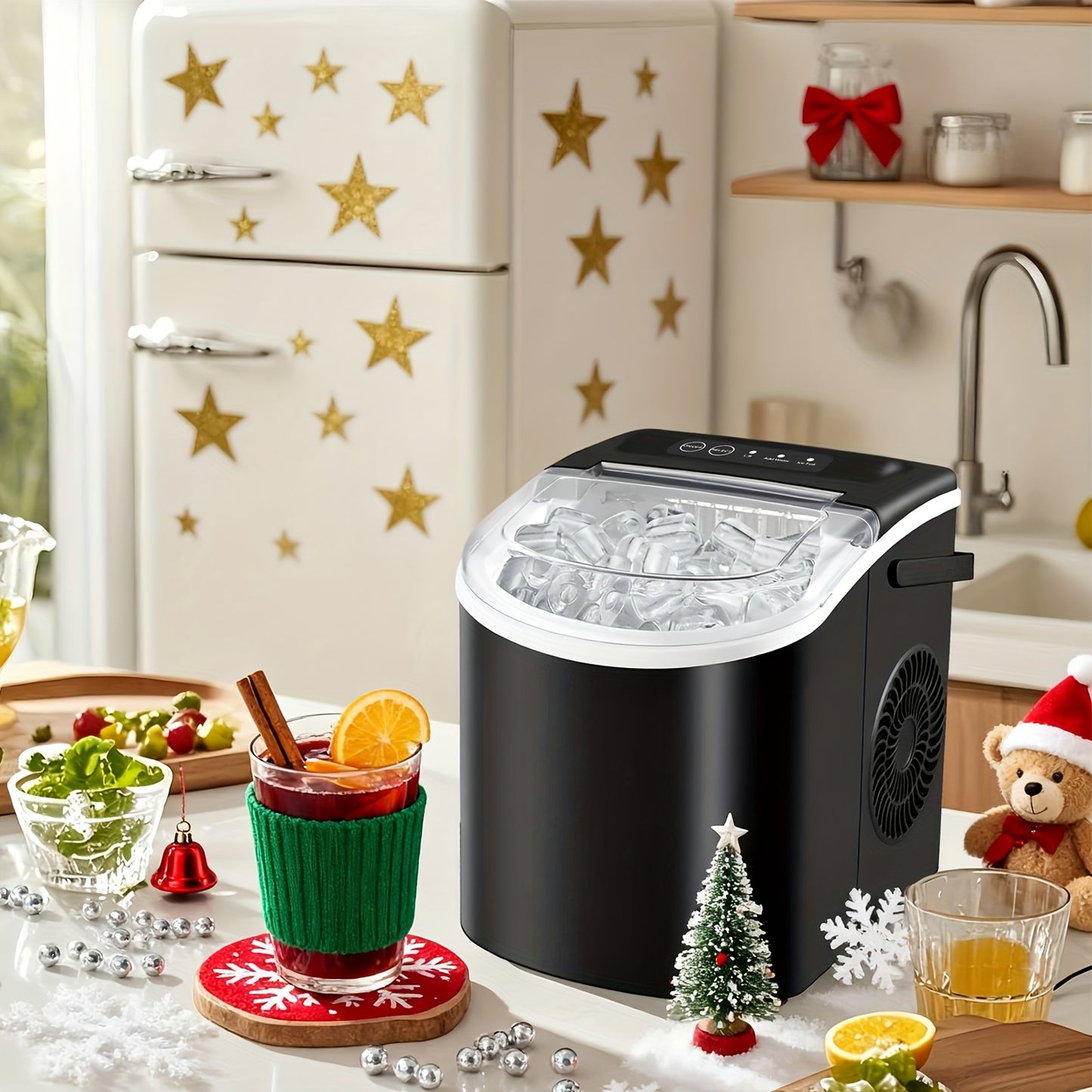 Household Portable Ice Maker 26Lbs/24H Quick Ice Cube Maker with Accessories