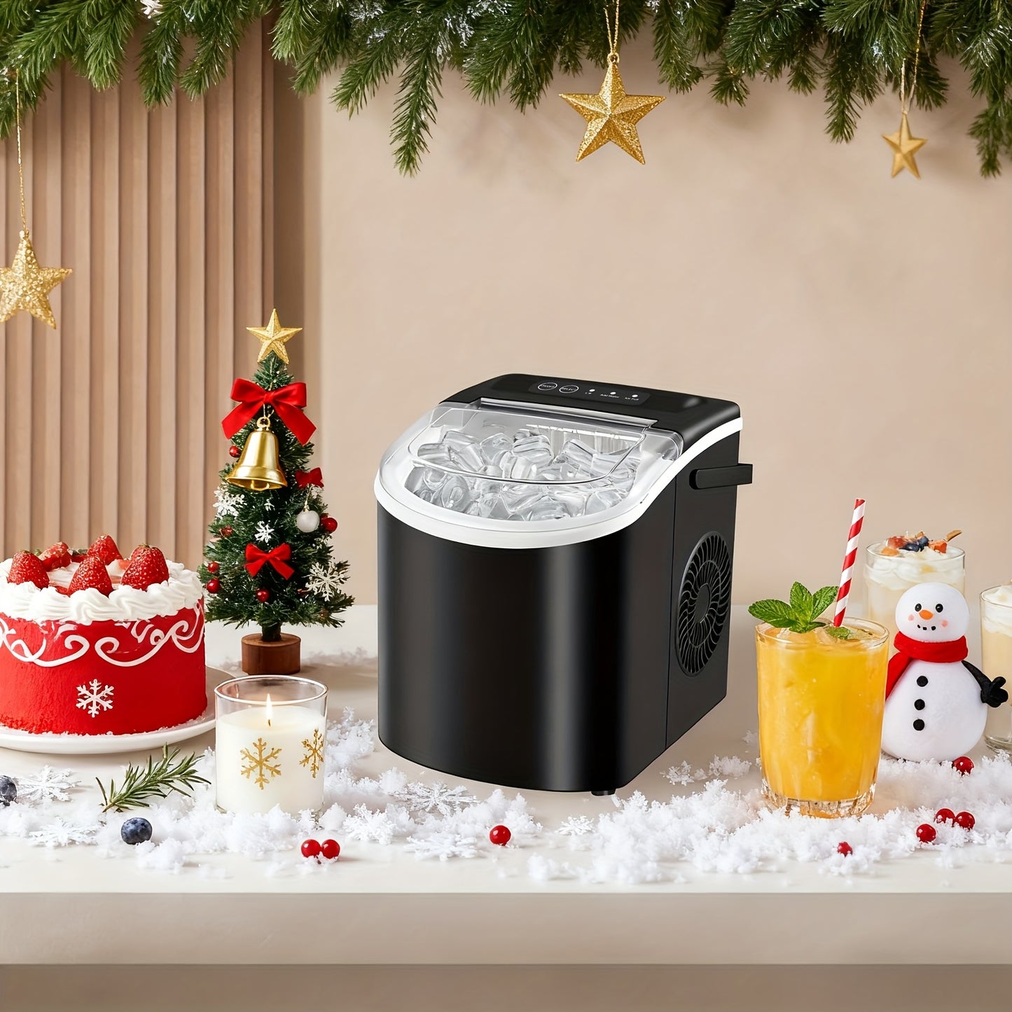 Household Portable Ice Maker 26Lbs/24H Quick Ice Cube Maker with Accessories
