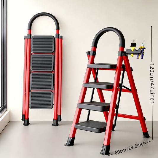 500LBS Load Foldable Steel Ladder Non-Slip Household Step Stool