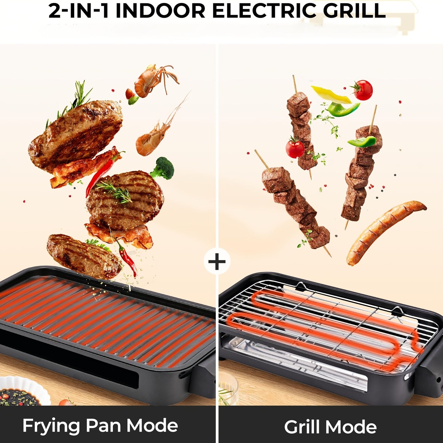 Smokeless Indoor Electric Grill 1700W Non-Stick BBQ Griddle