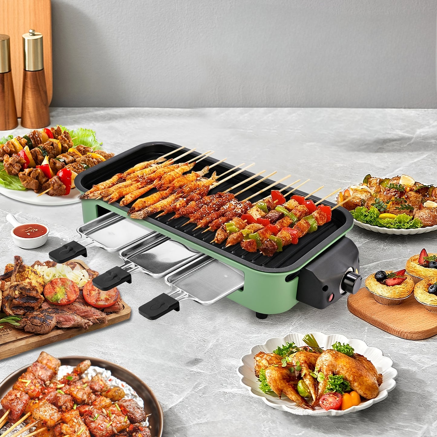 Smokeless Indoor Electric Grill 1700W Non-Stick BBQ Griddle