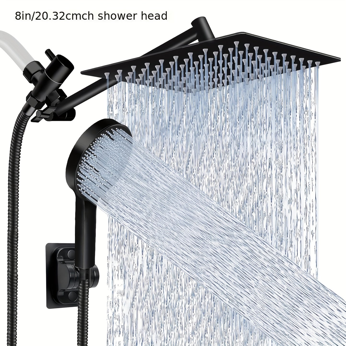 9 Settings Rainfall Handheld Shower Head Adjustable Angle