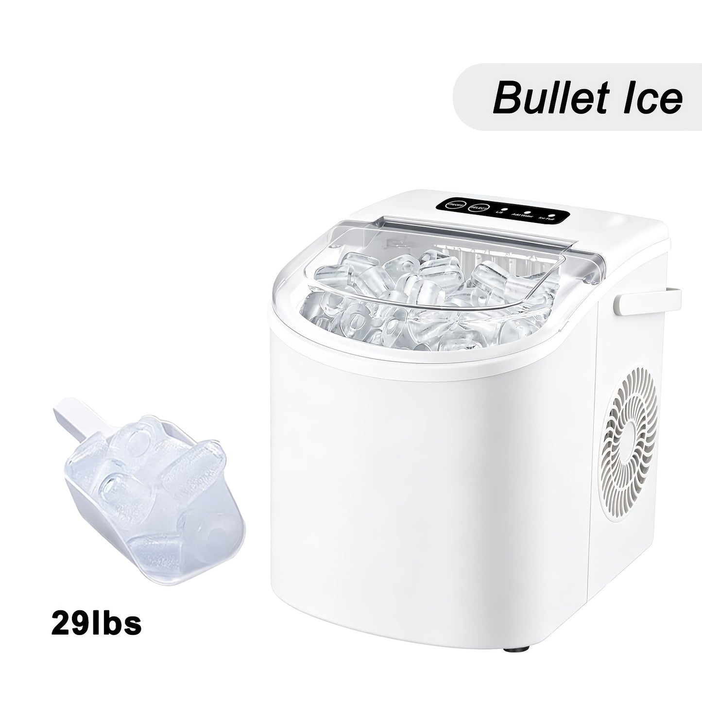 Household Portable Ice Maker 26Lbs/24H Quick Ice Cube Maker with Accessories