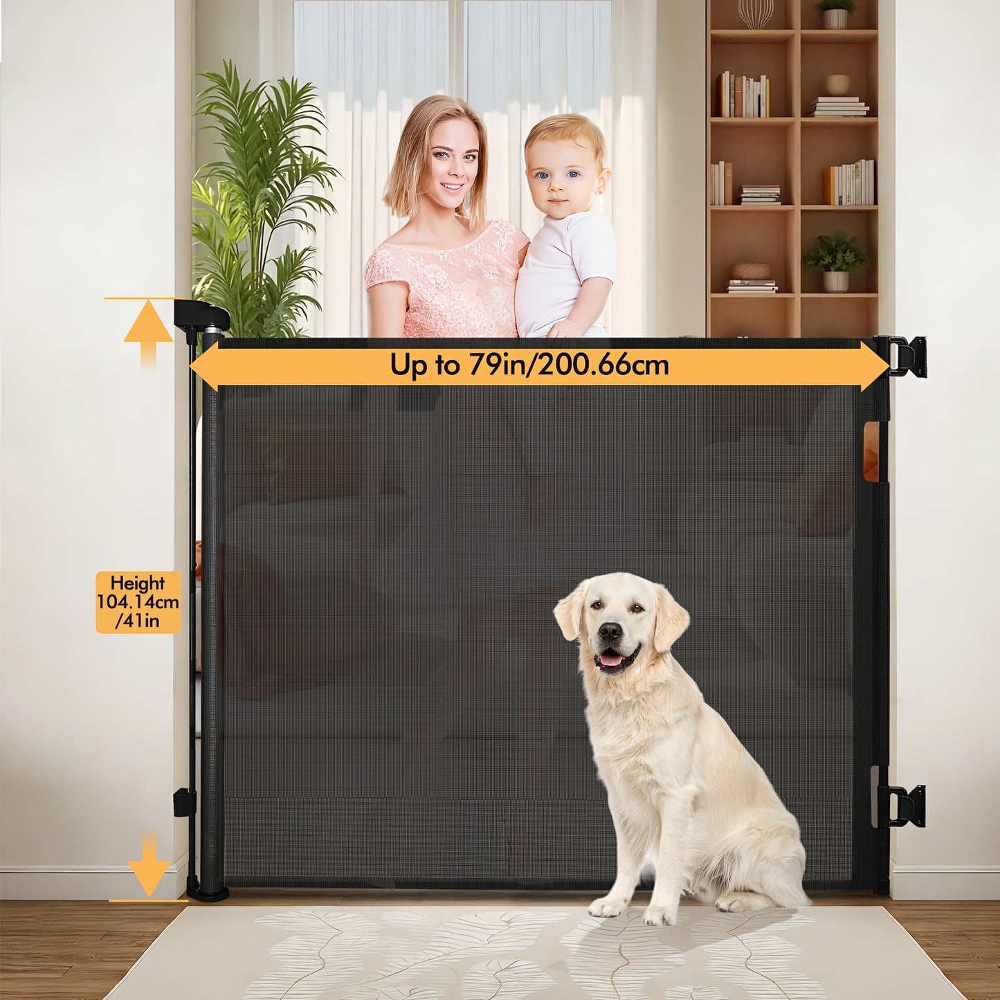 Adjustable Tall Retractable Safety Gate For Stairs & Doorways