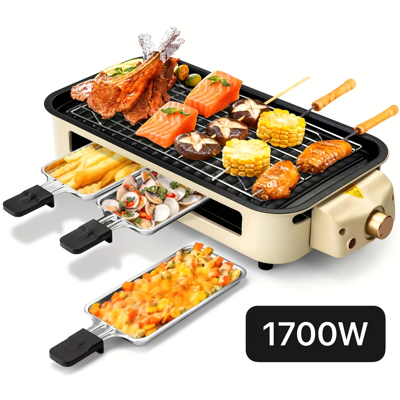 Smokeless Indoor Electric Grill 1700W Non-Stick BBQ Griddle
