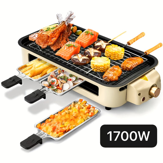 Smokeless Indoor Electric Grill 1700W Non-Stick BBQ Griddle
