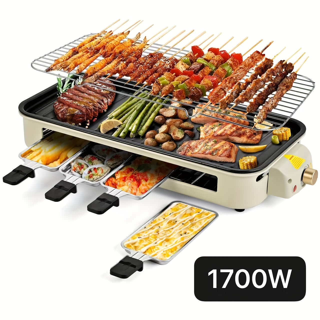 Smokeless Indoor Electric Grill 1700W Non-Stick BBQ Griddle