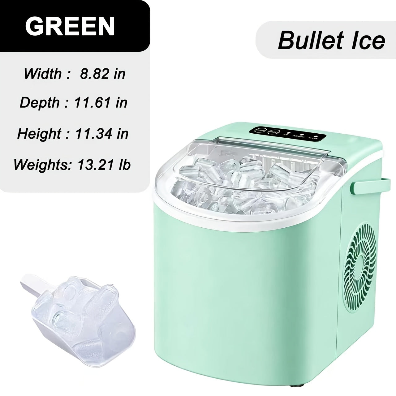 Household Portable Ice Maker 26Lbs/24H Quick Ice Cube Maker with Accessories