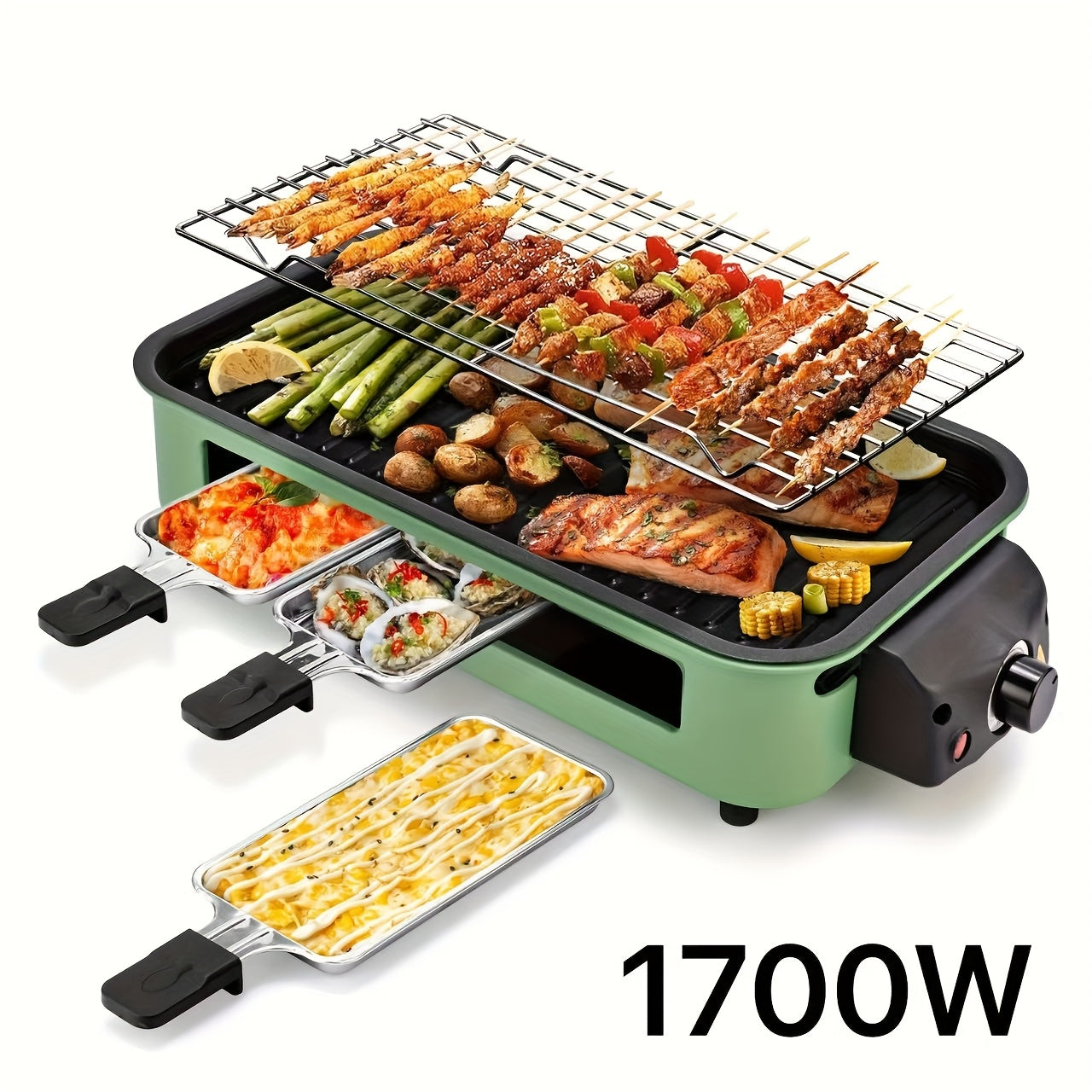 Smokeless Indoor Electric Grill 1700W Non-Stick BBQ Griddle